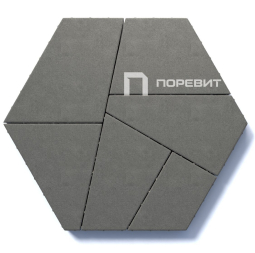 Тротуарная плитка Поревит Мозаика Серый 80 мм 6 плит