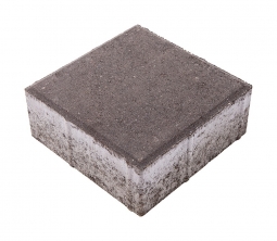 Тротуарная плитка Берит Квадрат Черная 200х200х80 на сером цементе