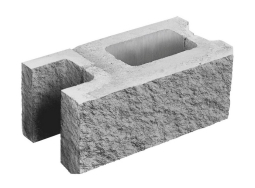 Заборный блок колотый, стеновой, 380х190х140мм, серый