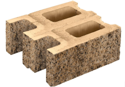 Заборный блок колотый, стеновой утолщенный, 380х380х140мм, степняк