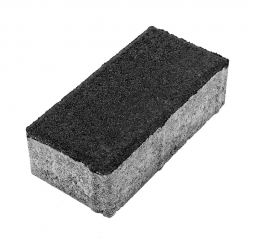 Тротуарная плитка Берит Прямоугольник Черная 200х100х60 без фаски на сером цементе